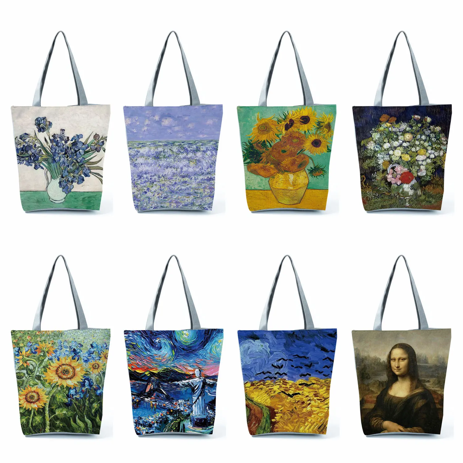 

Painting Floral Printed Shoulder Bag Eco Reusable Portable Foldable Shopping Bag Personality Creativity Tote Bag Beach Handbags
