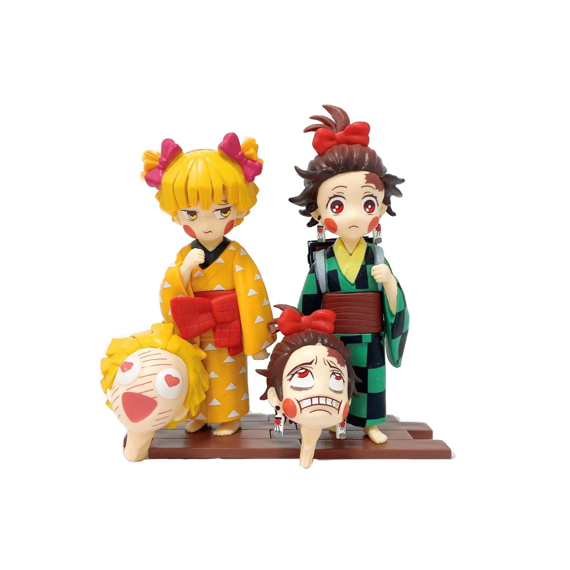 

Anime 12CM Demon Slayer figure Flower Street Chapter You Guo Chapter Changeable Head Tanjiro My Wife Zenitsu Ornament Model