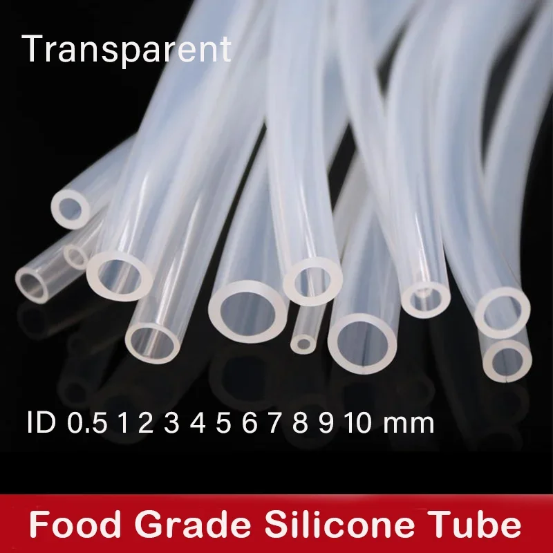 

Пищевой прозрачный силиконовый резиновый шланг ID 0,5 1 2 3 4 5 6 7 8 9 10 мм OD Гибкая нетоксичная силиконовая трубка Прозрачная мягкая 1 метр