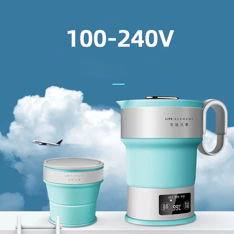 

100-240V Folded Electric Kettle Collapsed Kettle Portable Boiling Water Kettle Insulation Kettles Travel Heating Cup 600ml