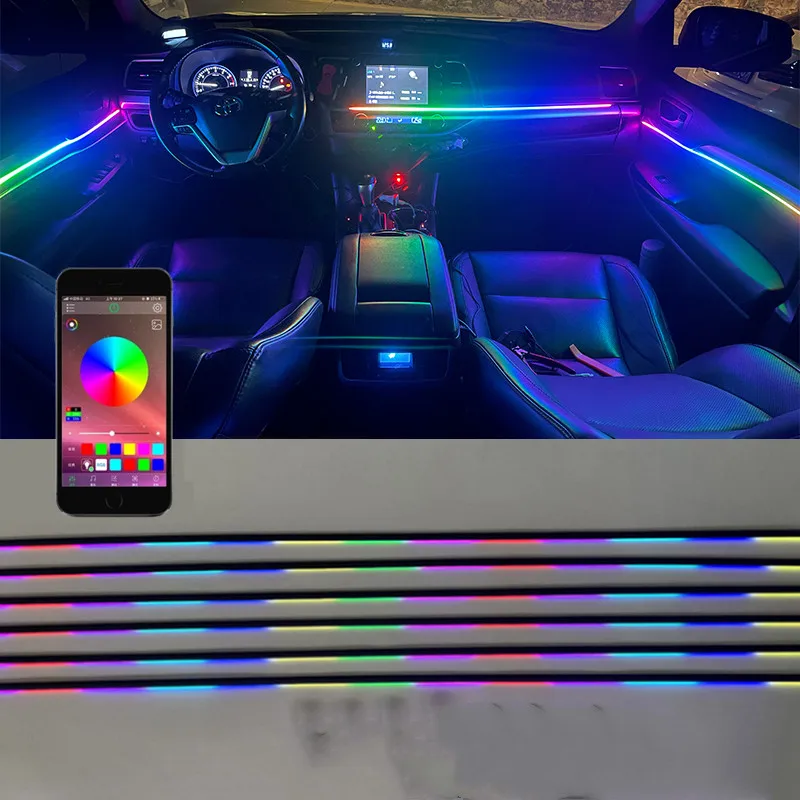 

18 in 1 symphony interior Flow Chasing Light Changing atmosphere light rgb color acrylic fiber ambient light car