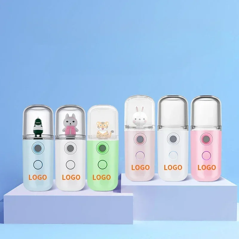 Фото Мини-увлажнитель для лица с героями мультфильмов, нано-туман для лица, распылитель синего света, увлажняющий увлажняющий распылитель для кожи, отпариватель для ухода за кожей №3