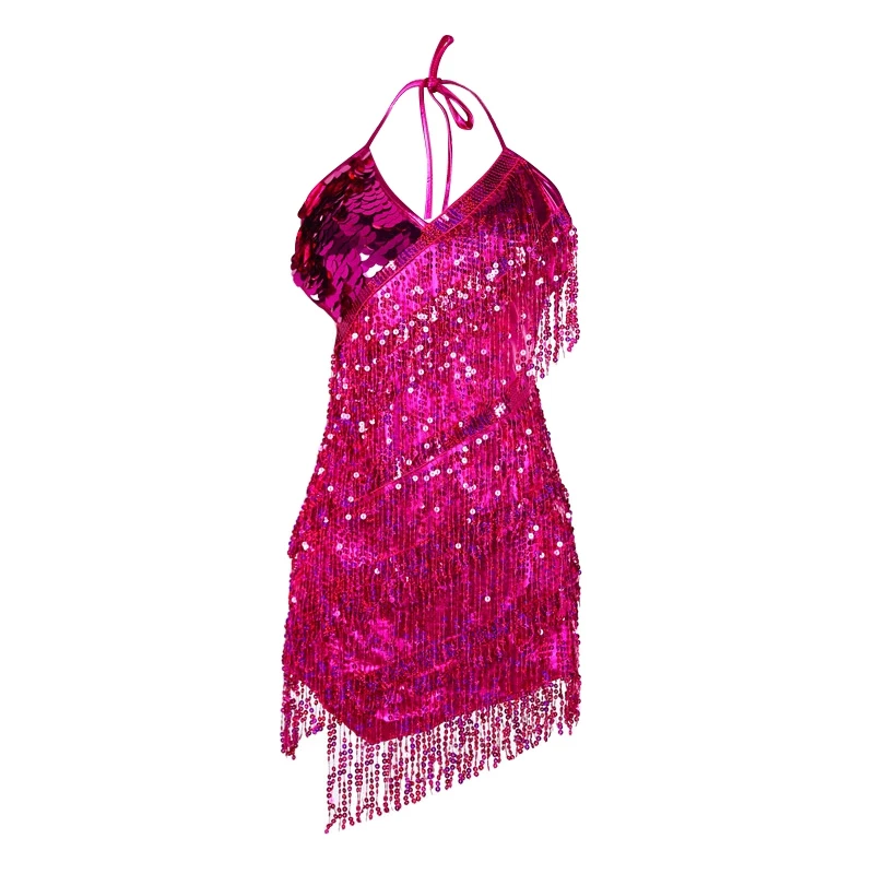 

Сексуальный женский танцевальный костюм, бальные костюмы с бахромой и блестками для сальсы, танго, ча-румбы, сценического представления