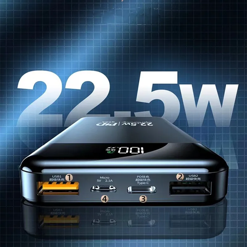 

22.52W Power Bank 30000mAh Portable Charging Super Fast Charge Mobile Phone External Battery Fast Charger Powerbank For IPhone
