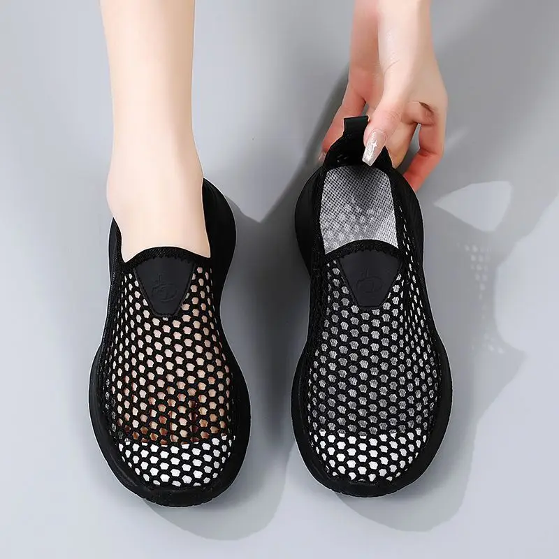 

Сетчатые женские туфли, однотонные лоферы, летняя Уличная обувь, удобные дышащие, с перфорацией