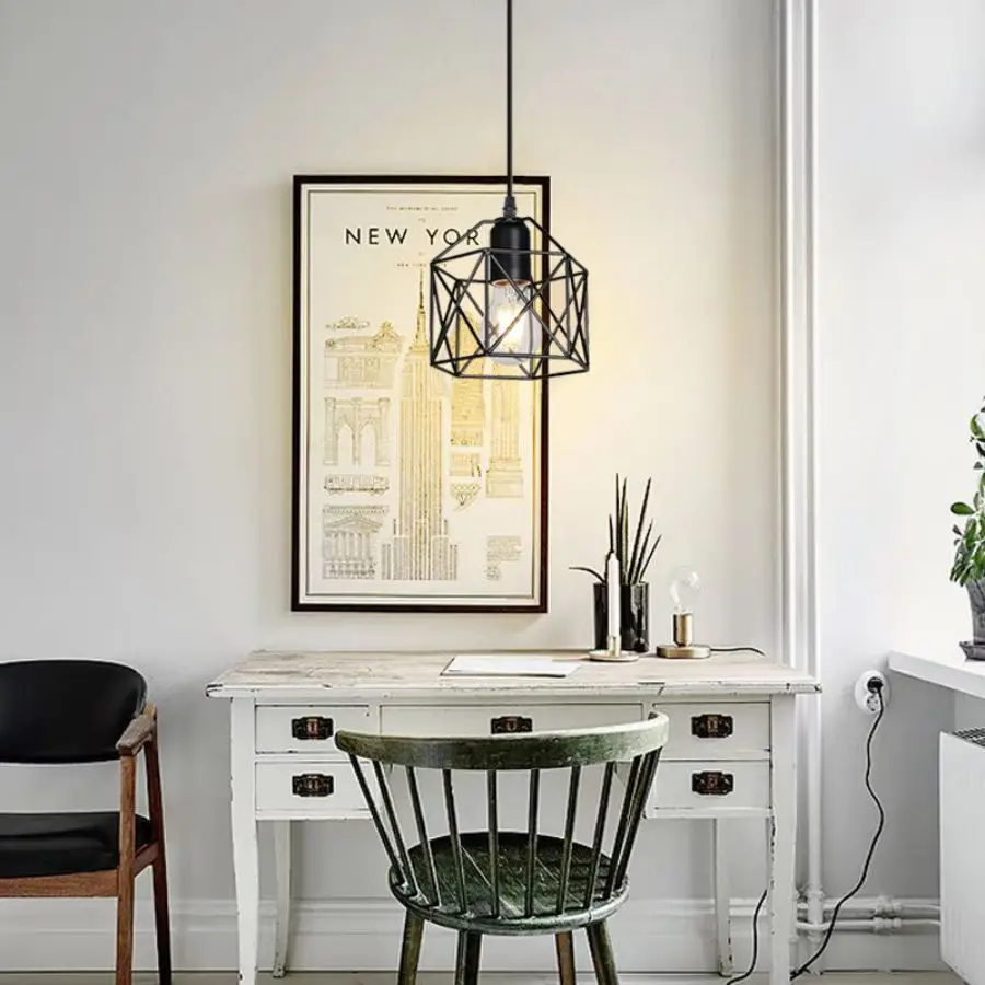  Промышленный Подвесной Светильник В Стиле Ретро MARPOU Черный Металлический