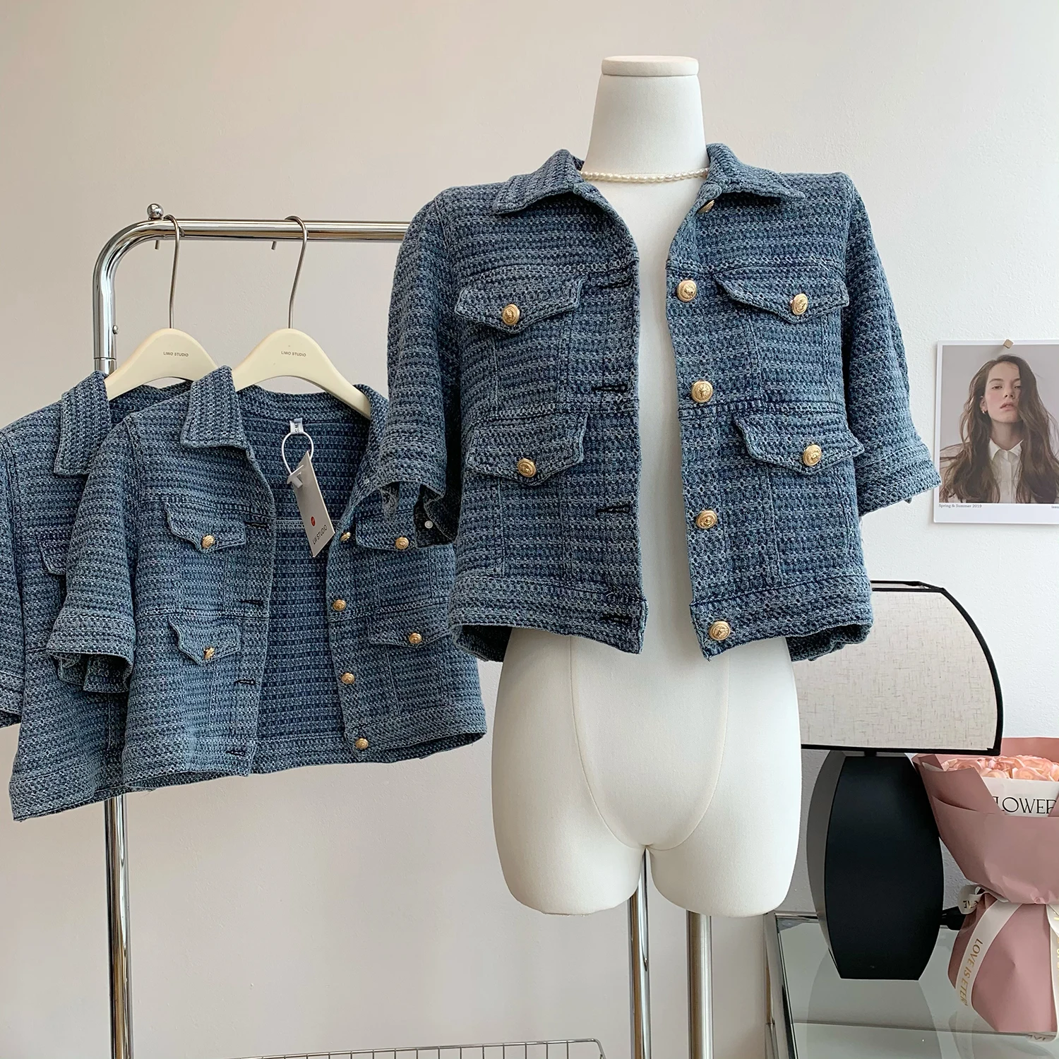 

Fashion Women's Short Sleeve Casual Retro Loose E-girls Coat Denim Jacket For Summer Outfits Streetwear