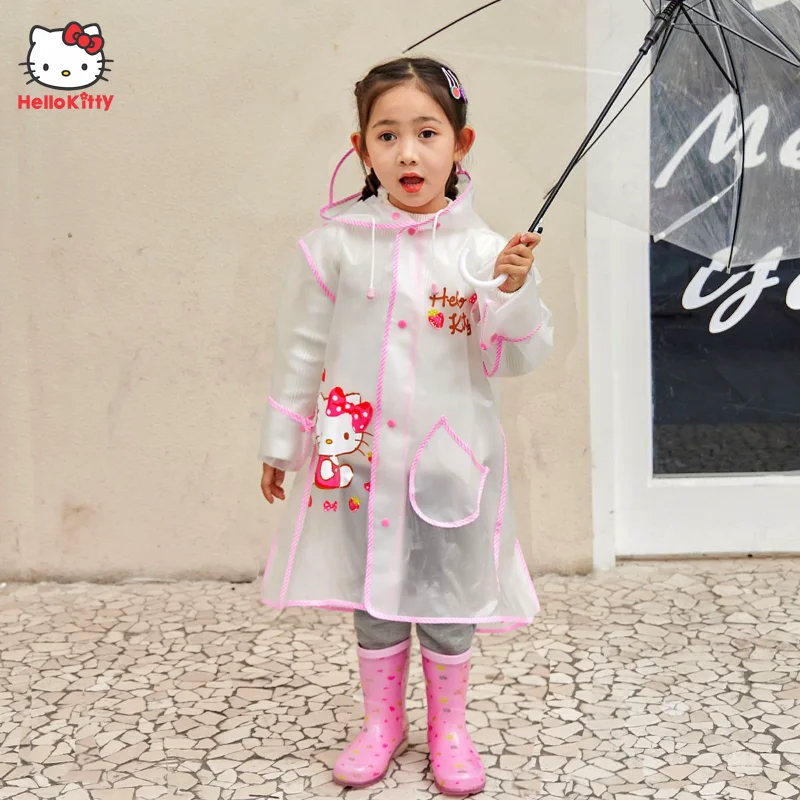

Sanrio аниме Hello Kitty непромокаемый плащ Kawaii детская утолщенная прозрачная водонепроницаемая одежда для девочек дождевик подарок