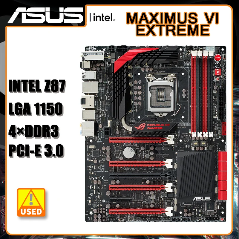 

ASUS Maximus VI Extreme LGA 1150 DDR3 Motherboard Intel Z87 32GB PCI-E 3.0 SATA III USB3.0 ATX For intelXeon E3-1285 V3 cpus