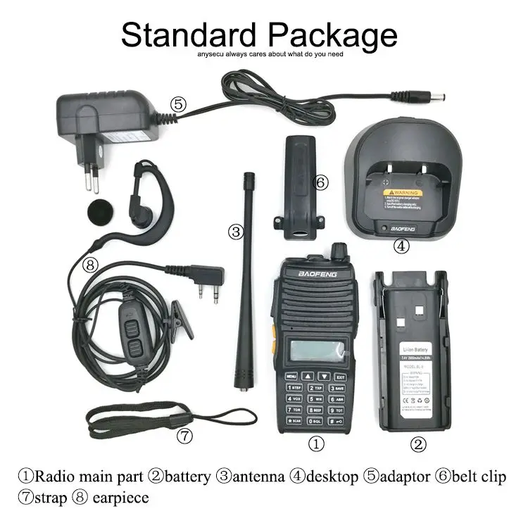 Baofeng UV-82S Walkie Talkie UHF VHF Dual Band 136-174 & 400-520MHz FM Radios Pofung Handheld Transceiver Ham Two Way Radio