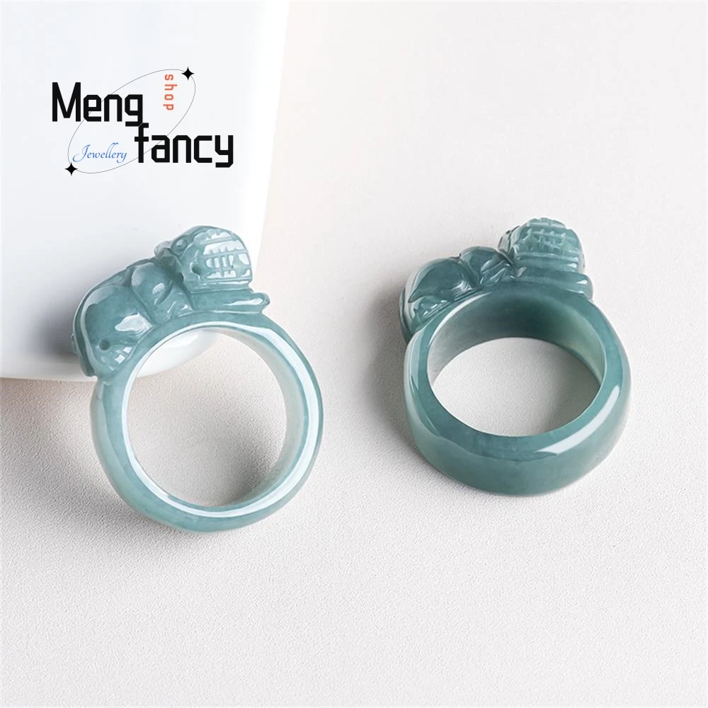 Природные товары Нефритовое синее кольцо pixiu на палец атмосферное pichu для мужчин
