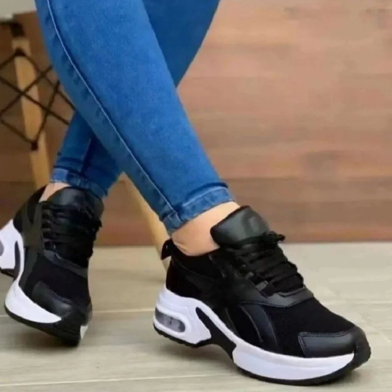 2022 new lace up mixed color casual light comfortable breathable fashion women's sneakers