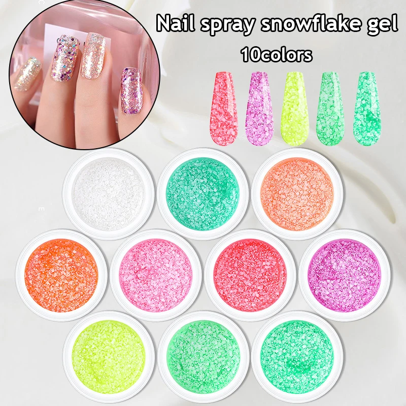 

10 Colors Snowflake Nail Gel Polish Glitter Snow Sequin Gel Holographic Soak Off UV Gel Varnish DIY Manicure Tool