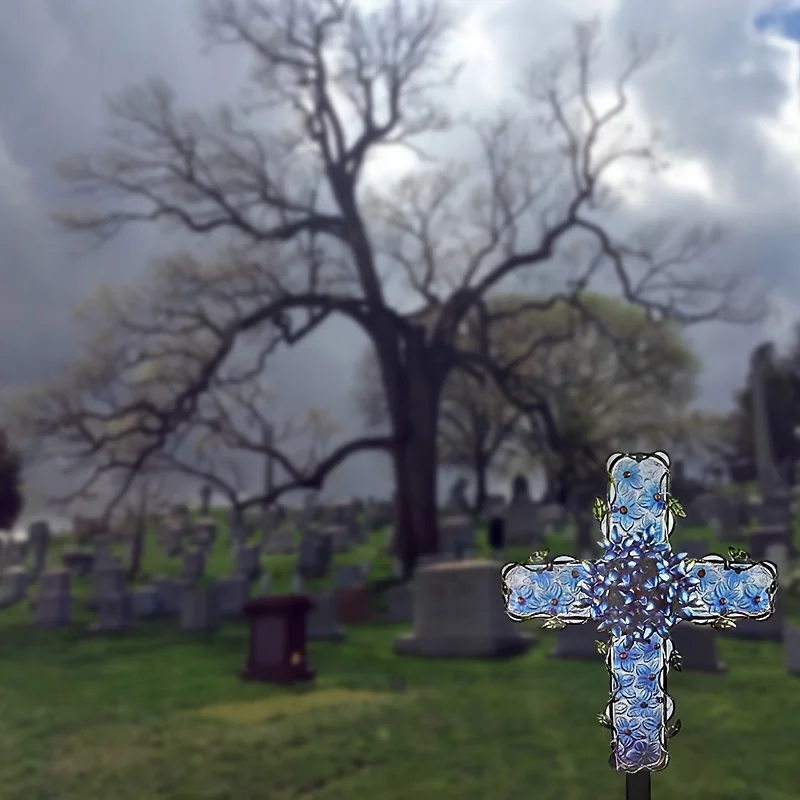 Крест садовый уличный декор синяя гортензия декоративное уличное искусство