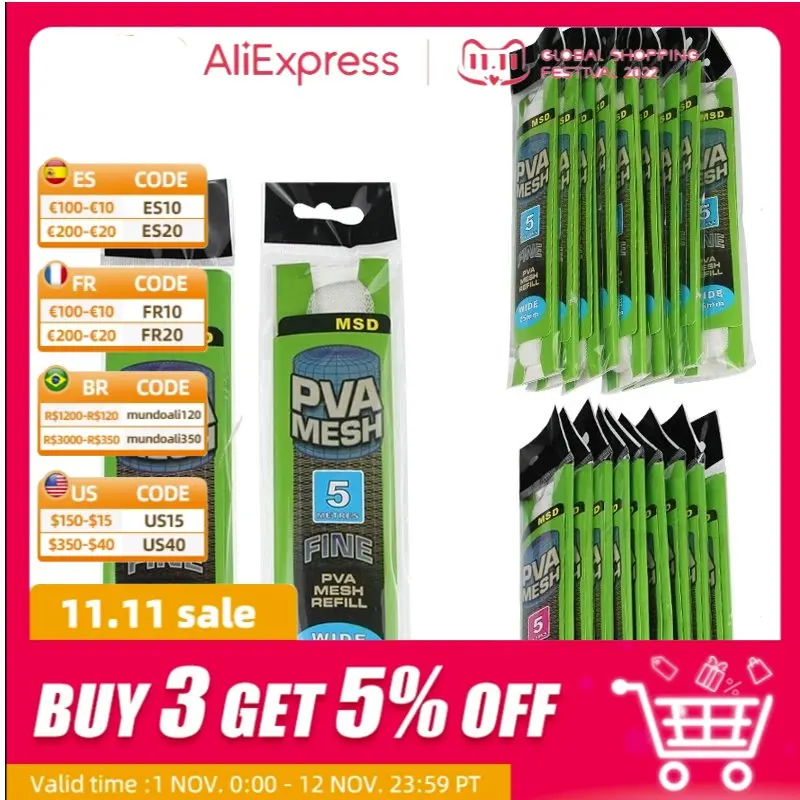 

3 шт./лот, 25 мм/37 мм/44 мм * 5 м, сетка из ПВА для заправки карпа, рыболовная сетка, сумка для приманки, аксессуары для рыболовных снастей, Новинка