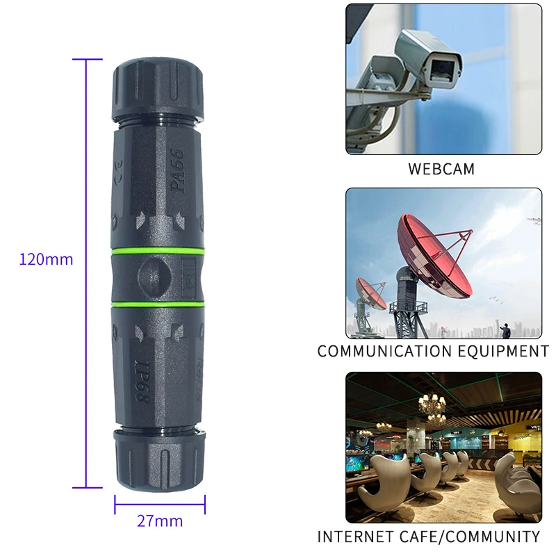 RJ45 Кабельный разъем M23 кошка 5E 4 Pin IP68 Водонепроницаемый напольный светильник