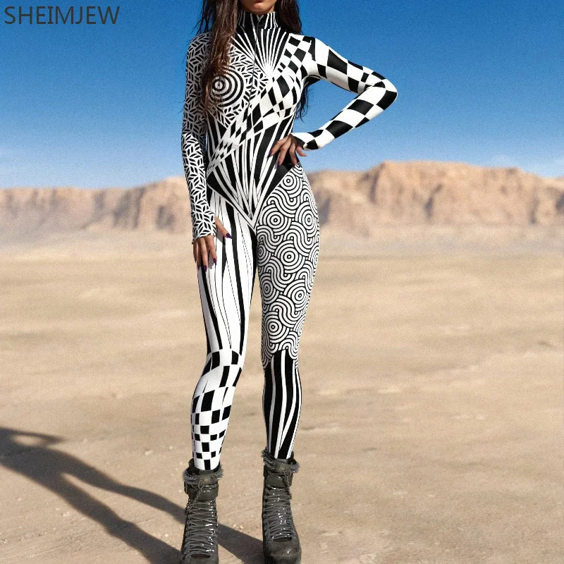 Женский комбинезон с 3D-принтом Необычные линии карнавальный костюм для