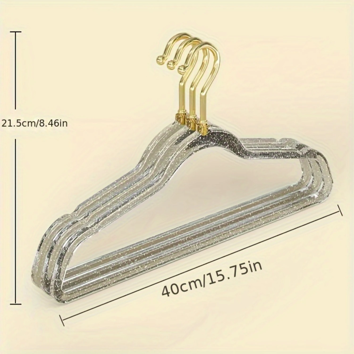 10pcs Premium Crystal Clear Plastic Glitter Hangers - Non-Marking Non-Slip Thickened and Traceless Space-Saving Closet Orga