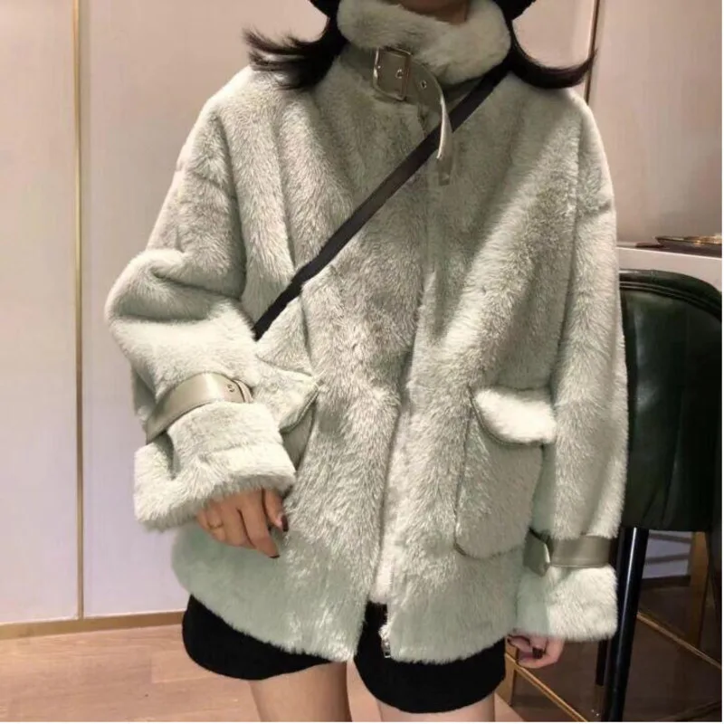 Faux Mink Fur Long Loose Thickening Female Parka Women Short 2022 Fashion Winter Women Coat Overcoat Fourrure Femme