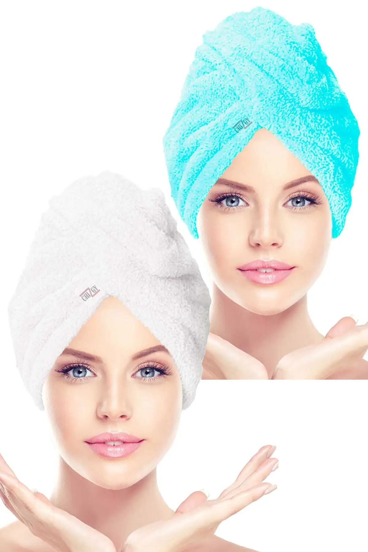 Полотенце для волос с пуговицами из микрофибры Накладка ванной моря и бассейна