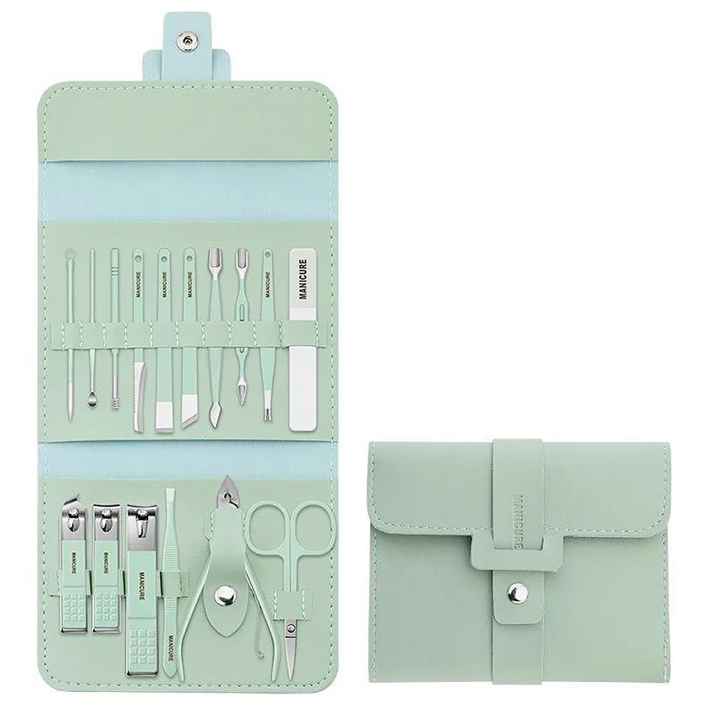 

16 Pieces Nail Clippers Set with Carry Case Pedicure Files Scissors Men Women Fingernail Manicure Supplies Personal Care Kit