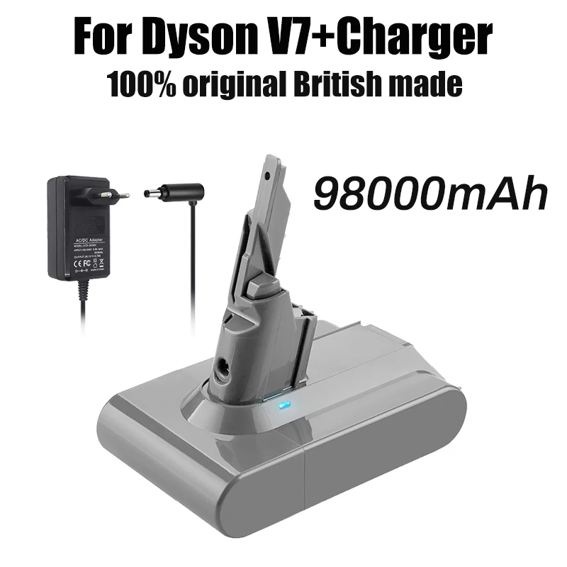 

Аккумулятор Dyson V7, 21,6 в, 98000 мАч, литий-ионная аккумуляторная батарея для Dyson V7, сменная батарея для пылесоса Animal Pro + зарядное устройство