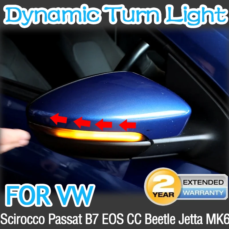 

For VW Passat B7 CC Scirocco MK3 Jetta MK6 EOS Beetle R LED Dynamic Turn Signal Blinker Sequential Side Mirror Indicator Light