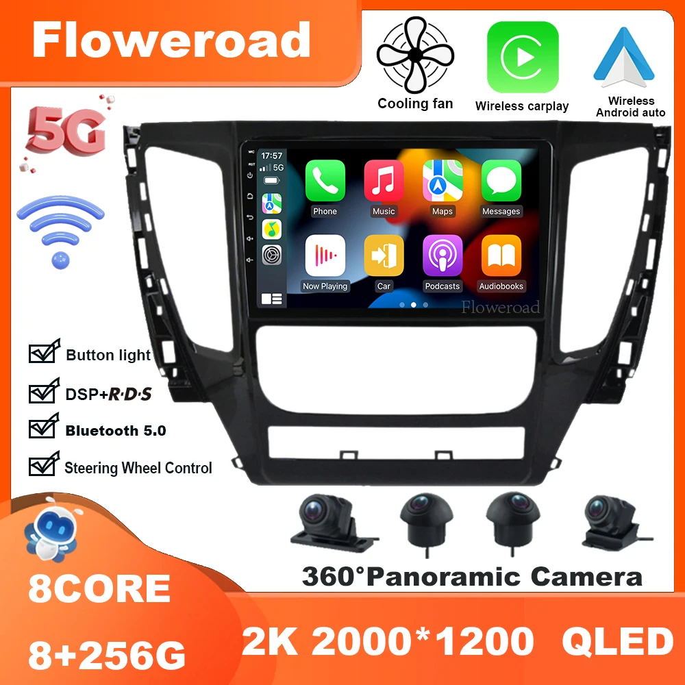 

9 Inch Android 13 For Mitsubishi Pajero Sport 3 2016-2016 Car Radio Video Player Navigation stereo GPS Carplay Auto BT5.0 5GWiFi