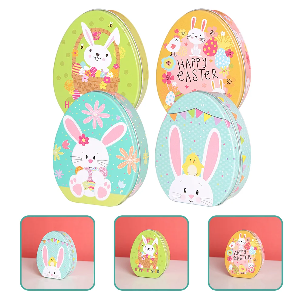 

4 Pcs Easter Egg Candy Box Snack Containers Eggs Shaped Box Gift Bunny Tin Box Tinplate Tin Jewelry Box Child