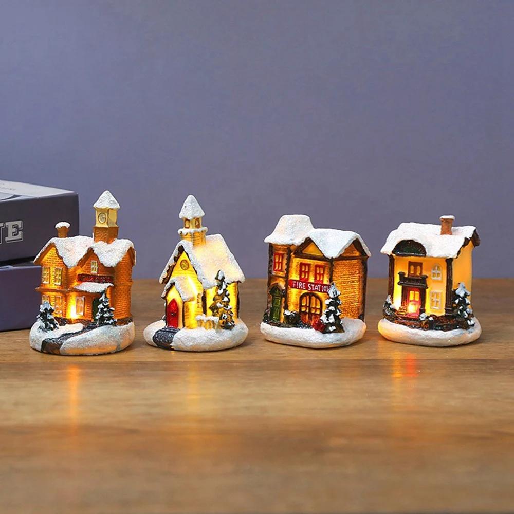 Рождественский светящийся маленький дом светодиодные теплые фонари европейский