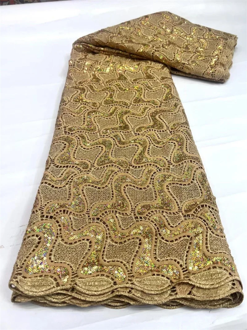 5 ярдов африканский гипюр кружевная ткань с блестками Высококачественная