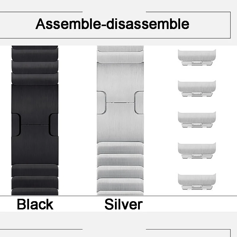 Solid Silver/ Solid Black Color Strap for Apple Watch 7 45mm 41mm Stainless Steel Smart Watch Wristband For iwatch 6 5 4 3 2 1