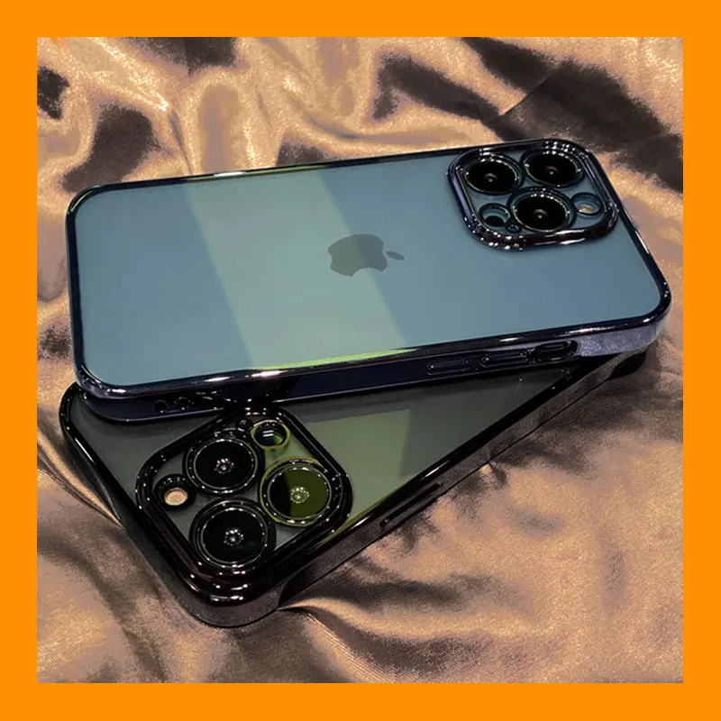 Роскошный прозрачный силиконовый чехол с квадратной рамкой для iPhone 14 13 12 11 Pro Max Mini X XS XR 7 8 Plus, Прозрачная мягкая задняя крышка