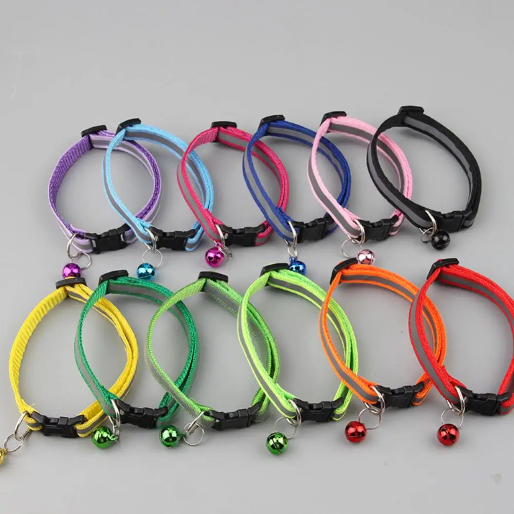 

Pet Collar Adjustable Size Luminous Bell Reflective Patch Necklace Soft Random Bends Collars Cats Dogs Accessories Pet Supplies