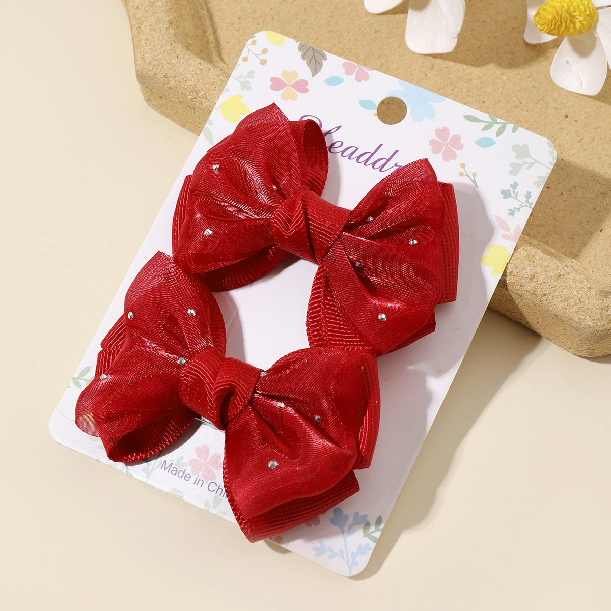 Сетчатые модные однотонные заколки для девочек с бабочками 2 шт