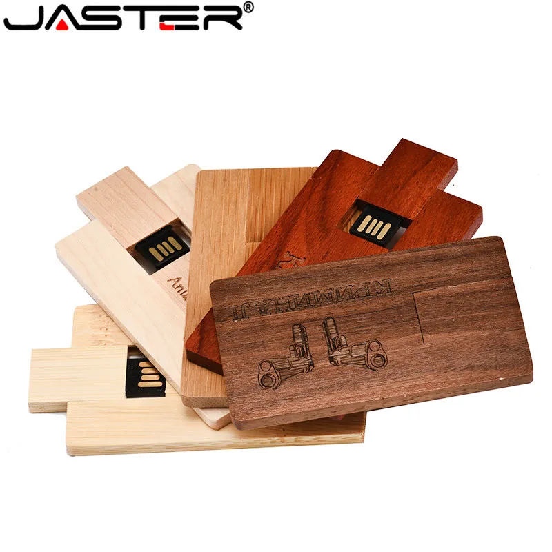 

JASTER Wooden Business Card USB Flash Drive 4GB Pen Drives 8GB Pendrive 16GB 32GB 2.0 Memory Stick Pendrive Free Custom LOGO