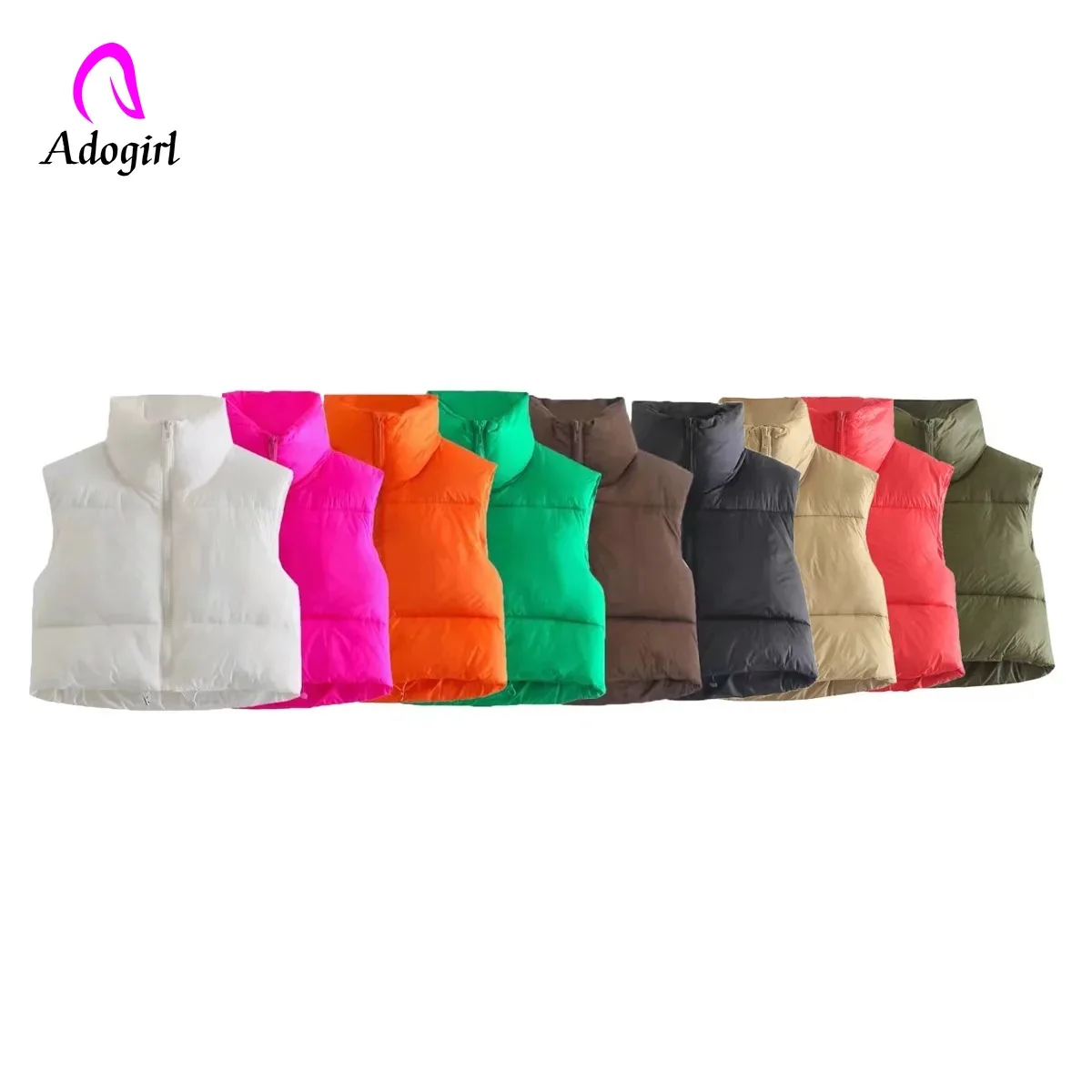 

Однотонный хлопковый жилет на молнии, с воротником-стойкой и двумя карманами, пальто без рукавов на утином пуху, парка с кулиской, свободная женская верхняя одежда