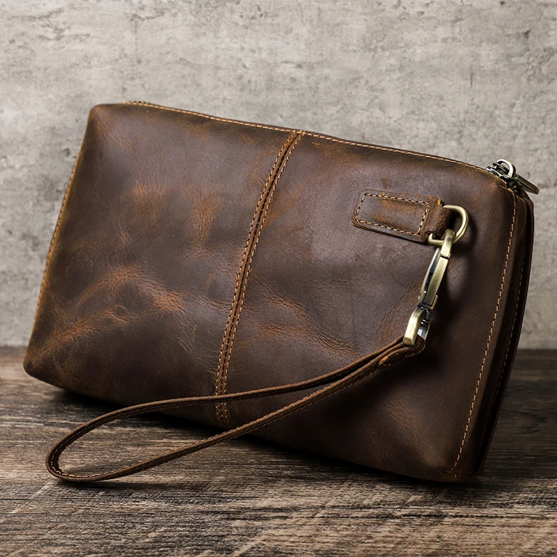 CONTACT'S Vintage Men's Clutch Bag RFID Genuine Leather Clut
