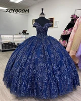 blue sparkly quinceanera dresses 2022 formal luxury prom gown beading lace appliques sweet 15 16 dress graduation balll gwon