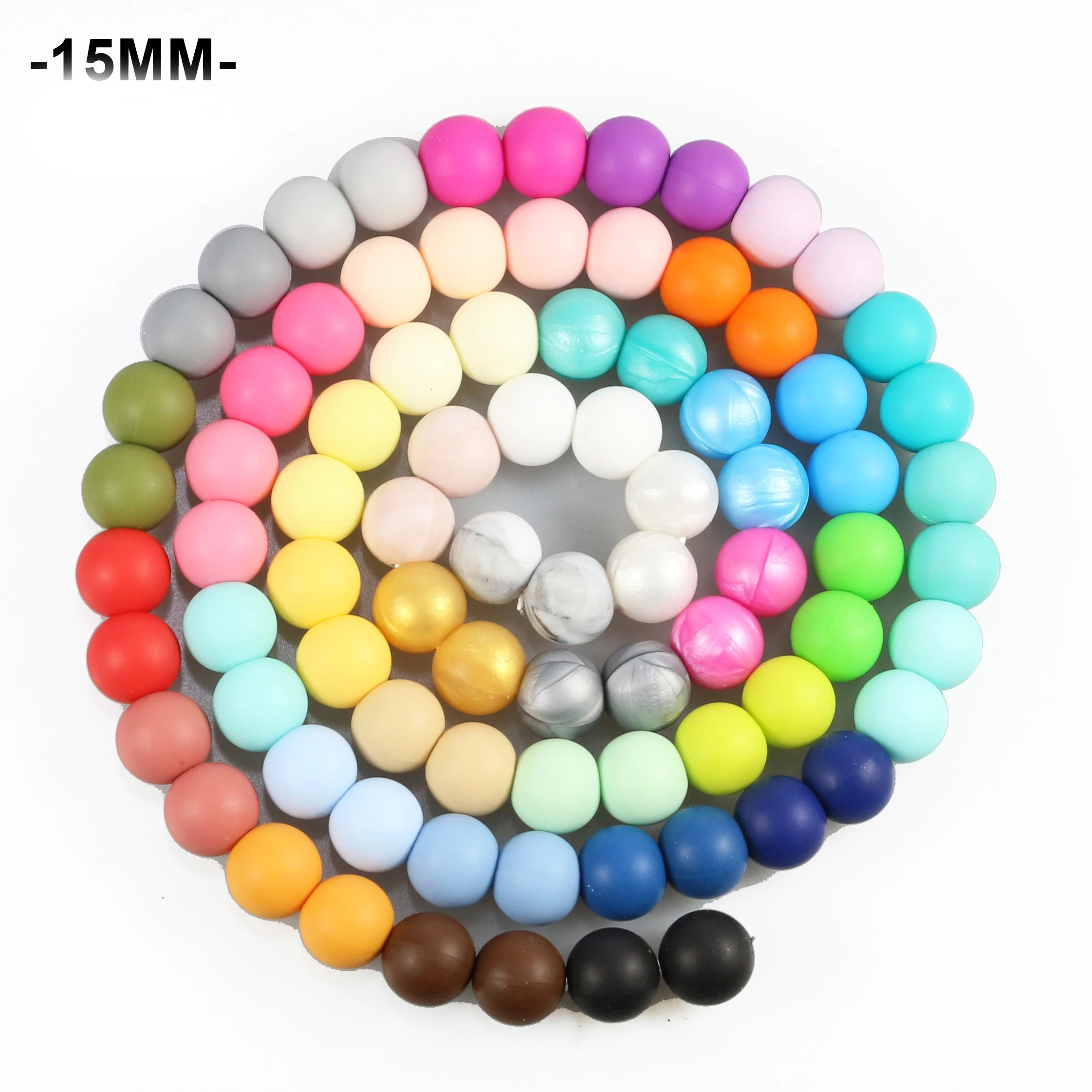 

100pcs Silicone Bead 15mm Eco-friendly Sensory Teething Necklace Food Grade Mom Nursing DIY Jewelry Bracelet Bead Baby Teether