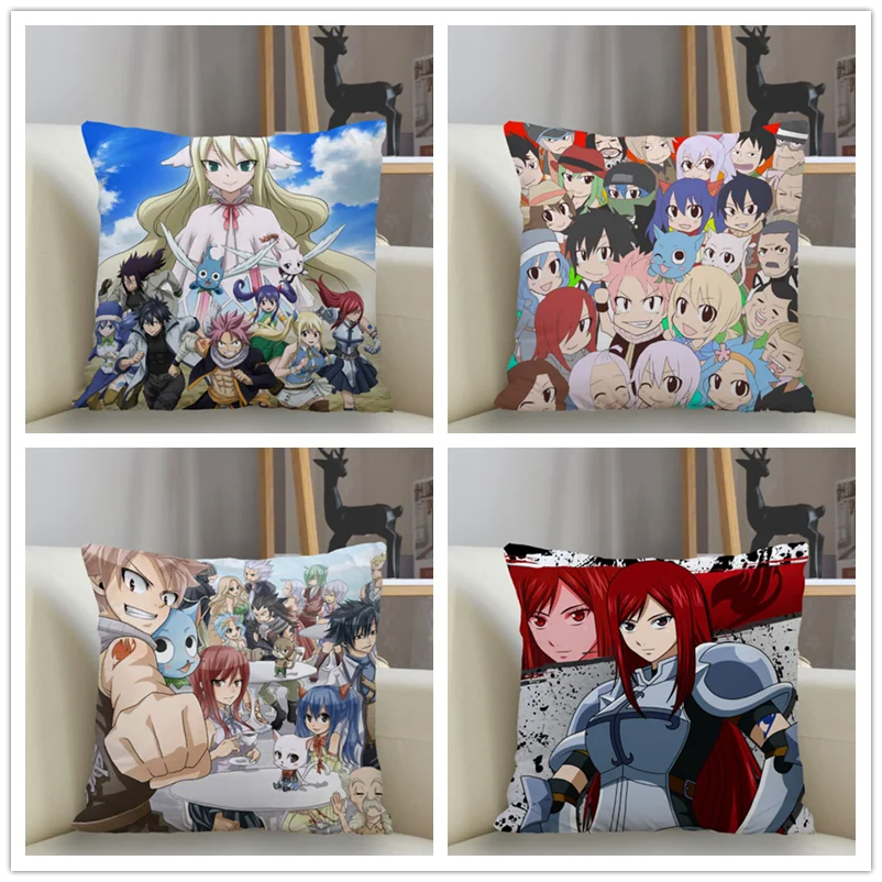 

Custom Fairy Tail Pillowcase Home Decoration 45*45cm Zipper Square Pillowcase Throw Pillow Cover