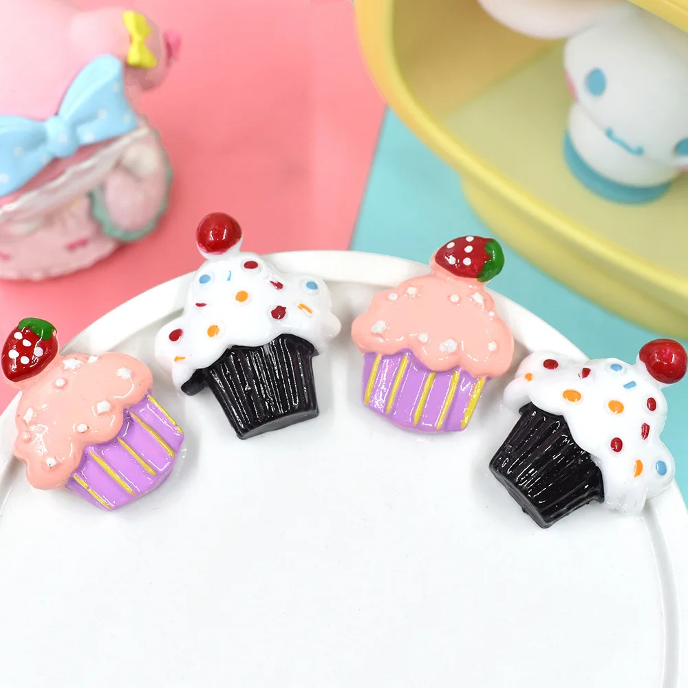 

10pcs Kawaii Resin Cup Cake Scrapbooking Accessories Miniature Flatback Charms Craft Material Cabochon Diy Phone Shell Jewelry