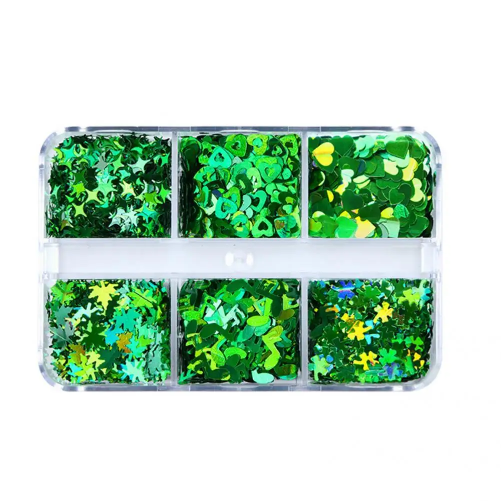 

6 Grids/Box Nail Decoration Functional Four Leaves Clover Nail Sequins Exquisite No Odor Manicure Decor