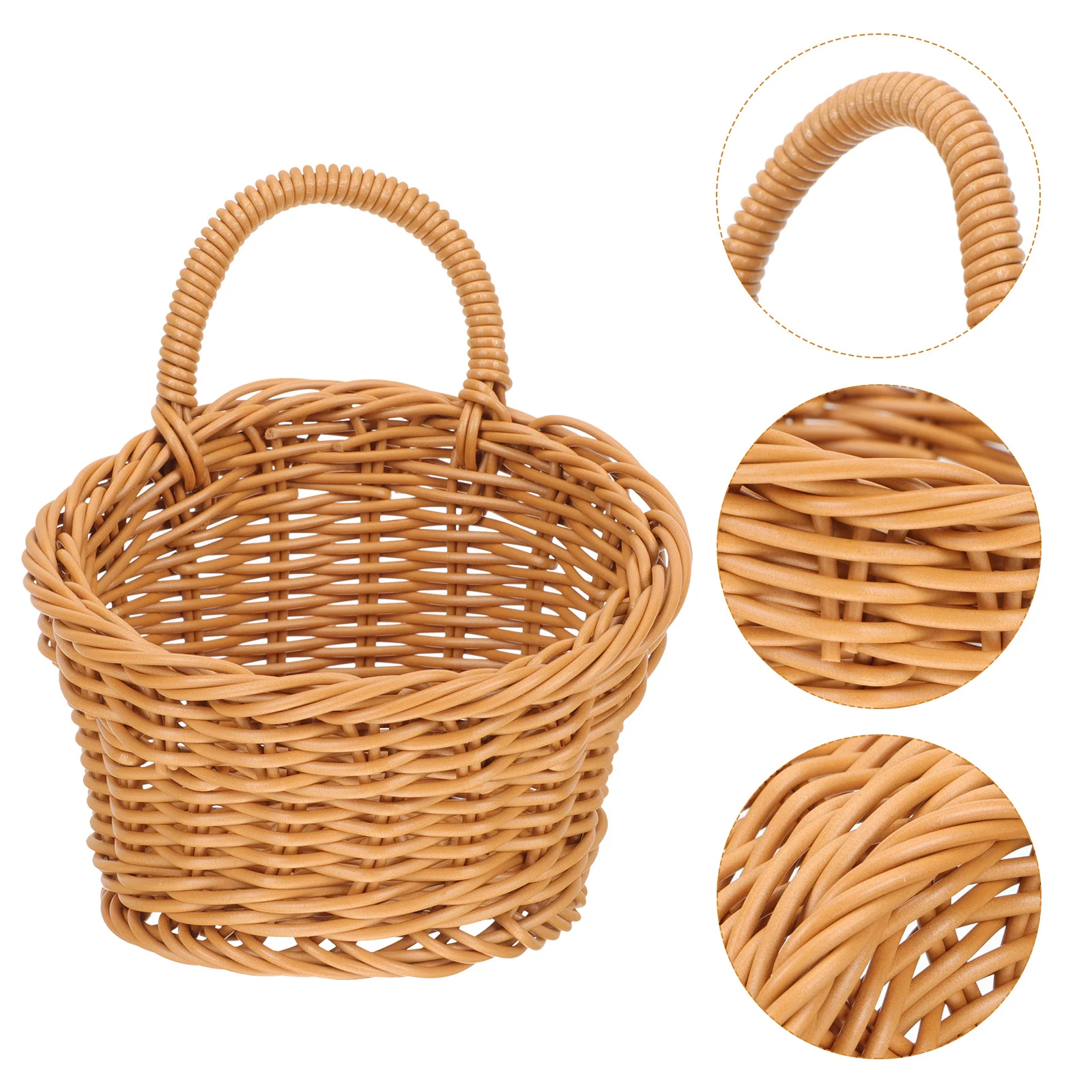 

Basket Hanging Wall Storage Fruit Woven Rattan Flower Pots Baskets Wicker Outdoor Planters Organizer Farmhouse Bowl Vintage