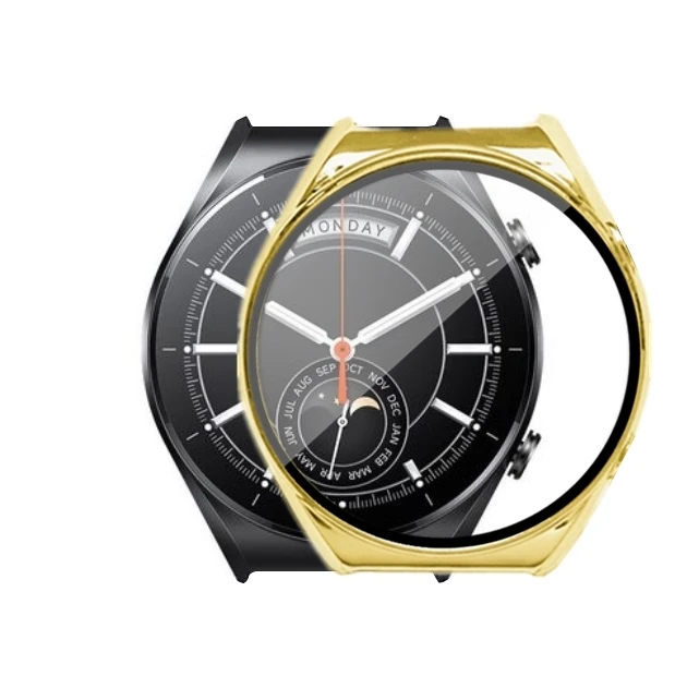 

For Xiaomi Watch S1 Electroplating Metal Color PC + Tempered Film Shell And Film Integrated Case