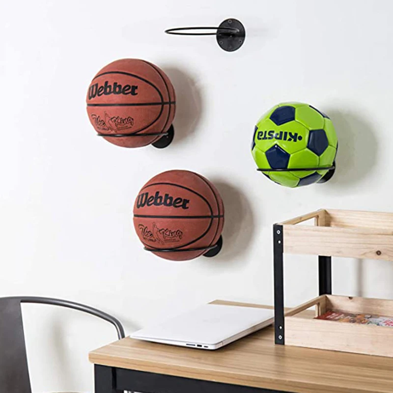 

Wall Mounted Basketball Storage Rack Iron Multi-purpose Football Display Shelf Ball Holder Space Saving Living Room Decoration