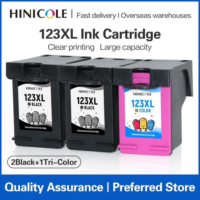 

HINICOLE 123 XL Remanufactured Ink Cartridge Work For HP ENVY 4513 4520 4521 4522 Officejet 3830 4560 All-in-One Printers