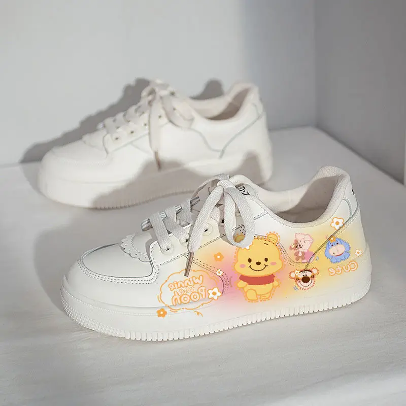 Disney Winnie Pooh Sneakers Casual Flat Women's Shoes Girly Cute Summer Breathable Comfortable Middle School Students Shoes