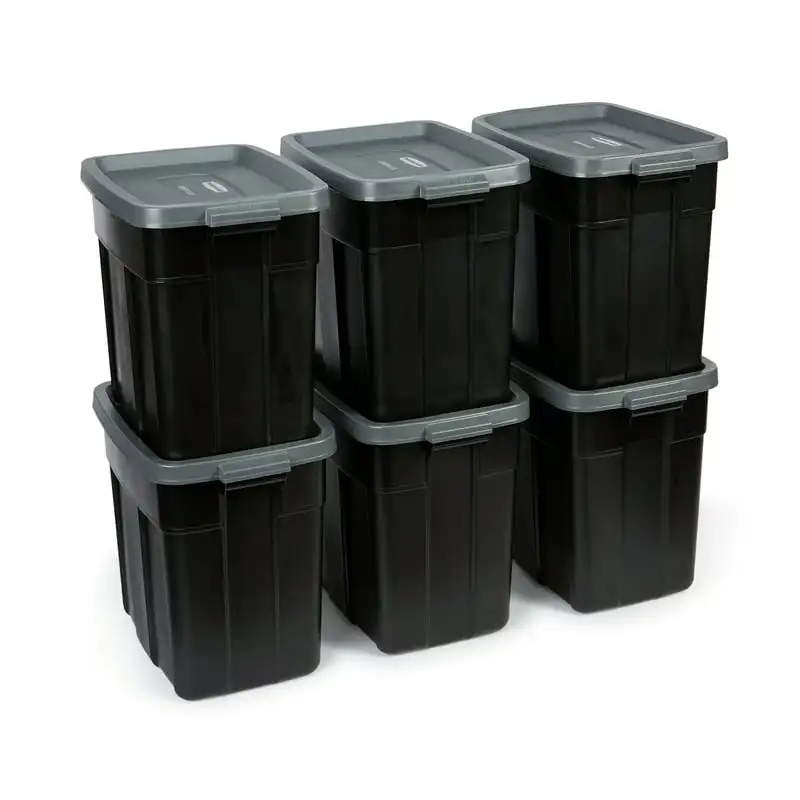 

Gallon Roughneck tote- Black base w/ Grey lid 6pk