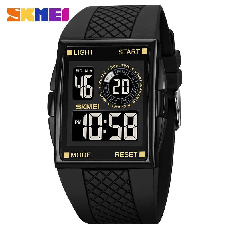 

SKMEI 2Time Digital Watch Mens Luxury Sport Outdoor Countdown Electronic Watches Fashion Led Light Men's Wristwatch Waterproof